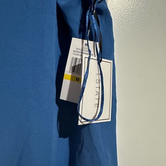 1.State NWT Womens Capri Blue Tank Smocked Necked Sleeveless Halter Top Top M - Picture 8 of 8